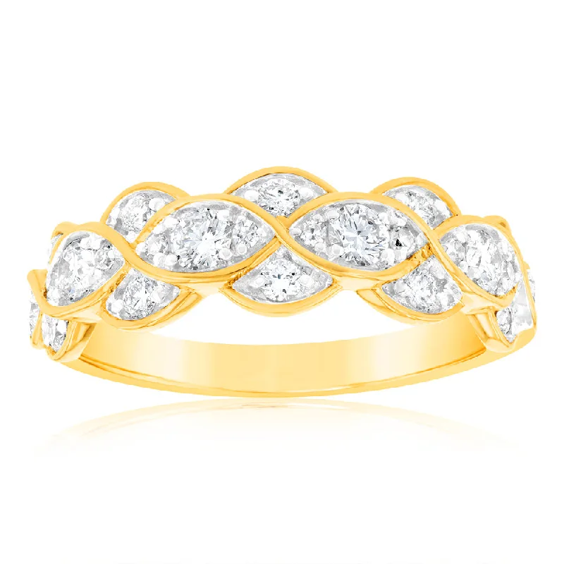 Tide theme rings-Luminesce Lab Grown Diamond 1/2 Carat Infinity Dress Ring in 9ct Yellow Gold