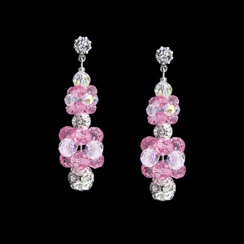 Layered metal earrings-Two-Tier Crystal Cluster Earrings