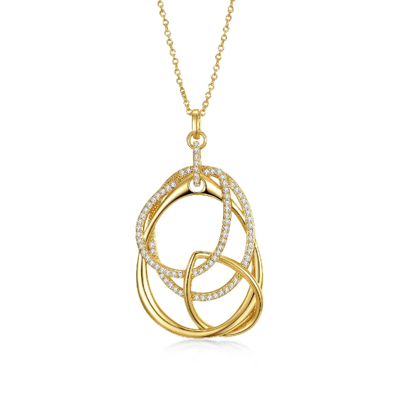 Joy charm necklaces-Rg 14k Gold Plated with Diamond Cubic Zirconia Free Form Love Knot Pendant Necklace