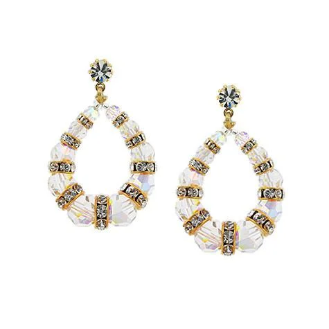 Peace eye earrings-Beaded Loop Earrings with Rondelles