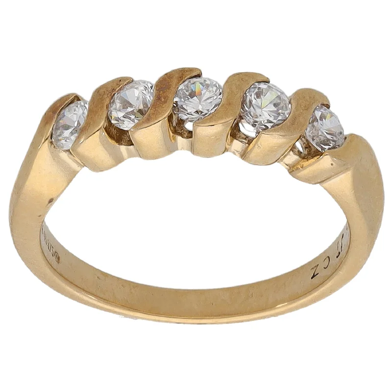 Birch grain rings-9ct Gold Cubic Zirconia Half Eternity Ring Size L