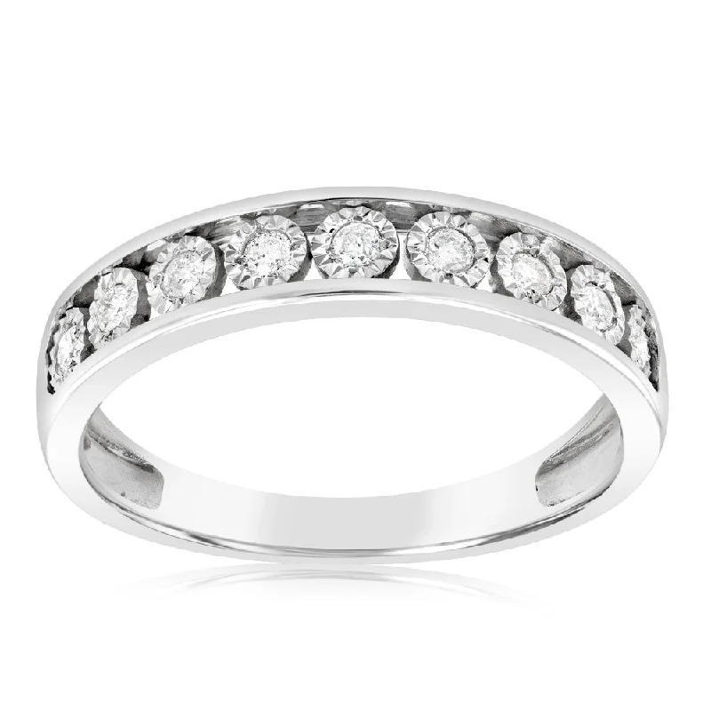 Ruby solitaire rings-Sterling Silver 1/10 Carat Eternity Straight Ring