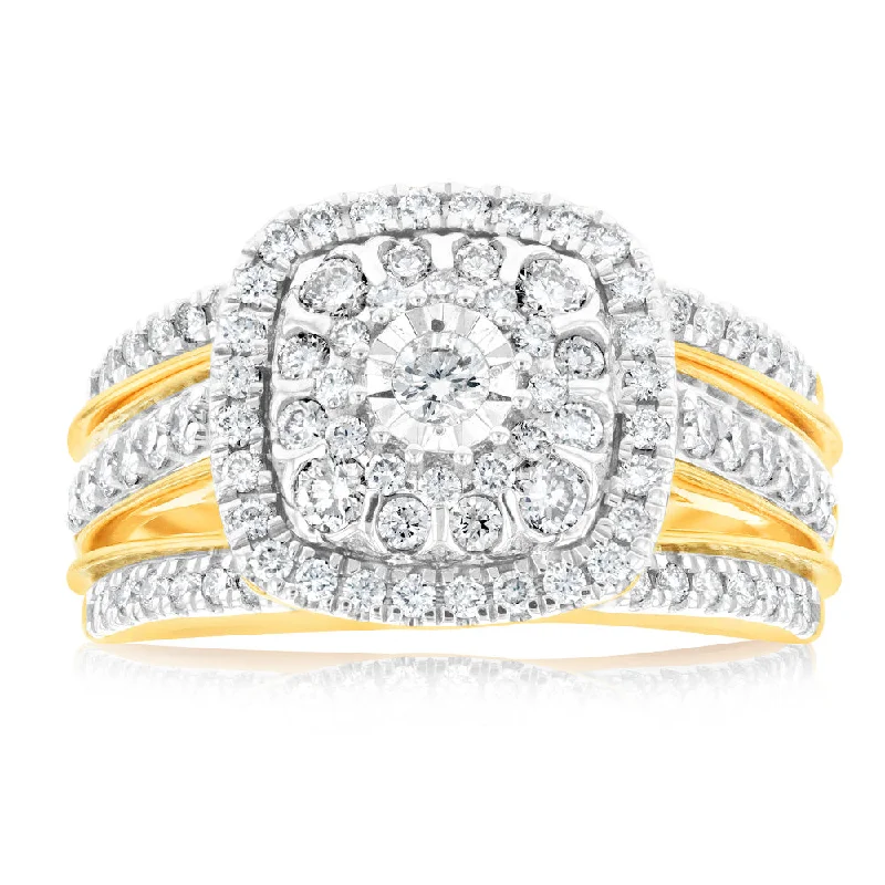 Joy charm rings-9ct Yellow Gold 1.00ct Diamond Dress Ring