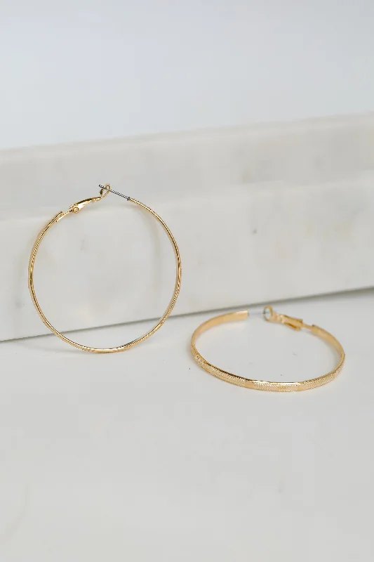 Bead strand earrings-Callie Gold Hoop Earrings