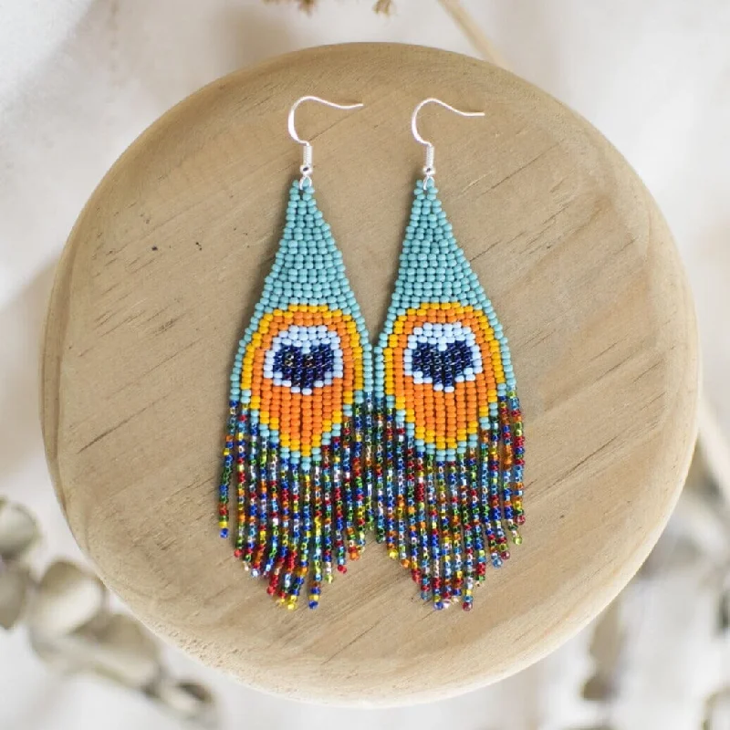 Worn flair earrings-Pavo Real