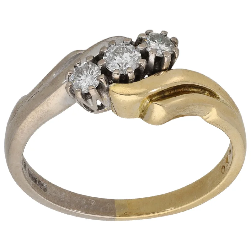 Swirl style rings-18ct Bi-Colour Gold 0.30ct Diamond Trilogy Ring Size P