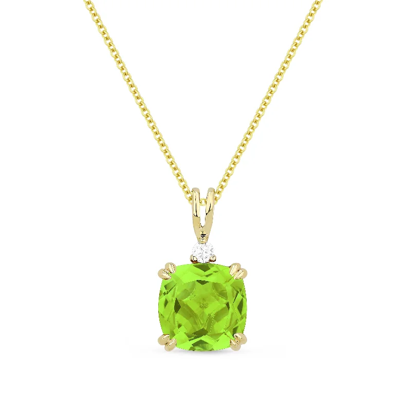 Shiny name necklaces-1.75Ct Peridot 16"pendant Necklace In 14K Yellow Gold