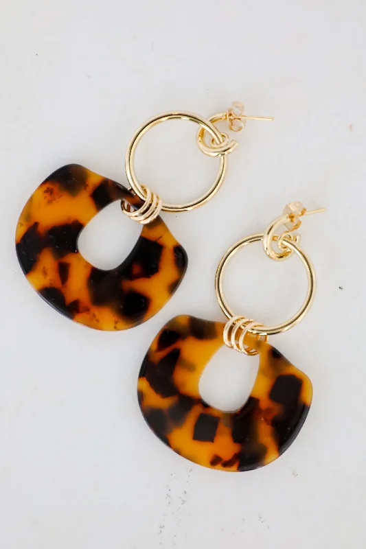 Thin stud earrings-Hannah Tortoise Drop Earrings