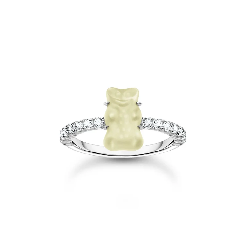 Round gem rings-Thomas Sabo Sterling Silver Haribo Cubic Zirconia Pineapple White Bear Ring