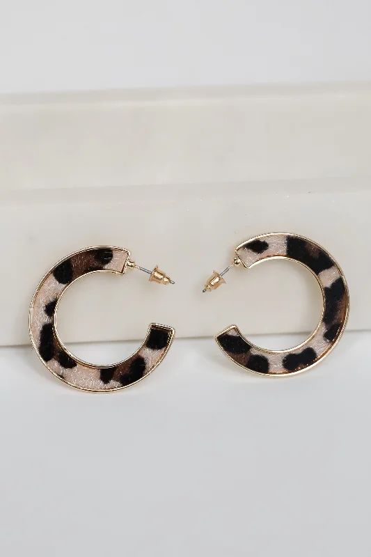 Broad hoop earrings-Raven Leopard Hoop Earrings