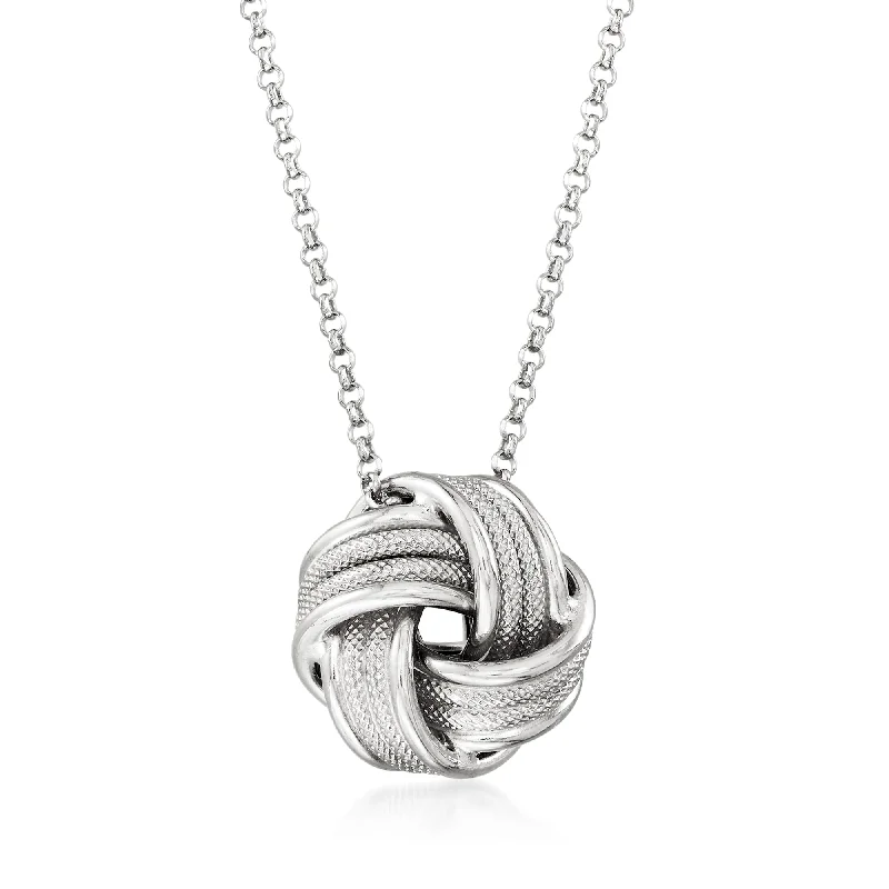 Fine art necklaces-Ross-Simons Italian Sterling Silver Love Knot Necklace