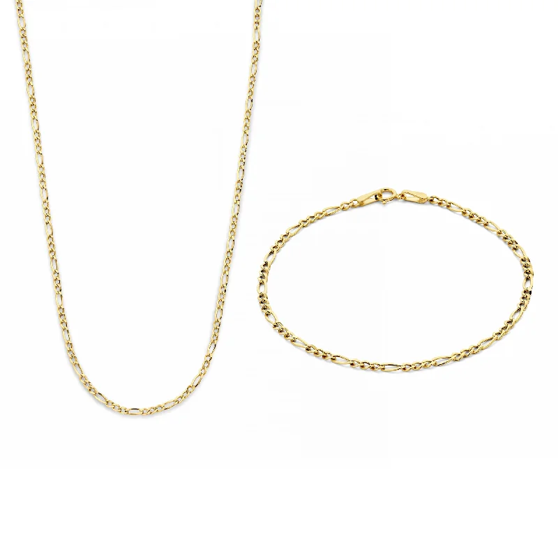 Pure cuff bracelets-Cadeau d'Isabel 14 karat gold necklace and bracelet gift set