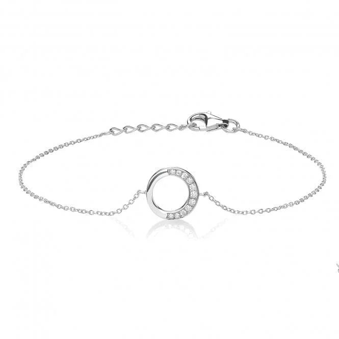 Thin enamel bracelets-Silver & Co Open Circle Half Cubic Zirconia Bracelet SBG0043