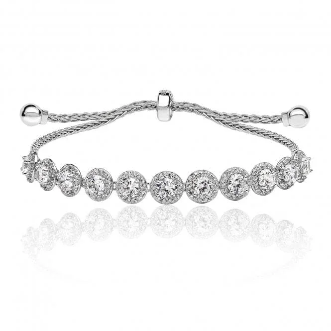 Birch grain bangles-Silver & Co Halo Style Claw Set Pull Cubic Zirconia Bracelet SBG0033