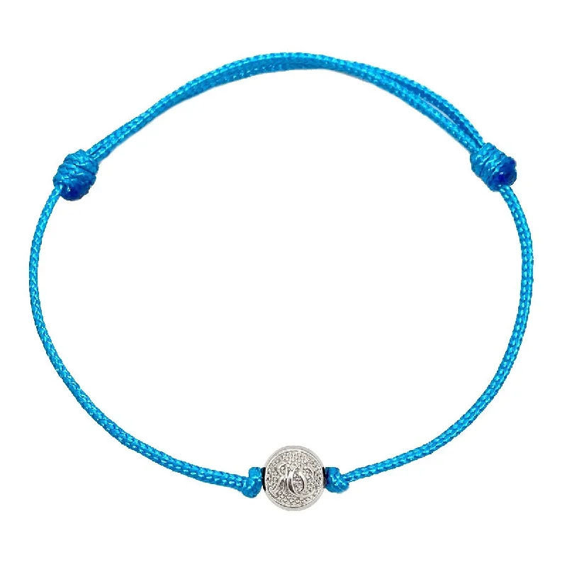 Clear quartz bangles-Blue Cord Bracelet with Silver