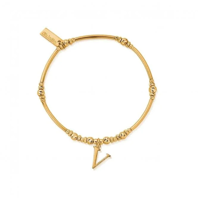 Soft thread bracelets-Gold Iconic Initial Bracelet - Letter V