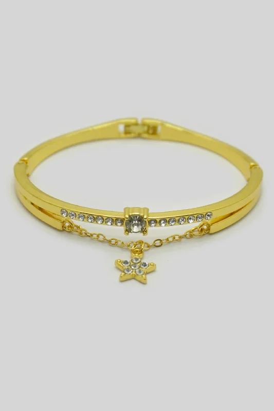 Layered metal bracelets-Dazzling Star Gold Bracelet