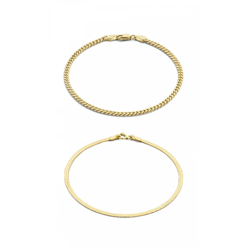 Smooth metal bangles-Cadeau d'Isabel 14 karat gold bracelets gift set