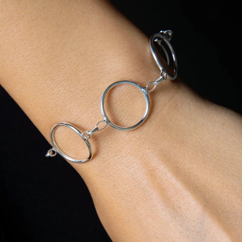 Swirl shape bangles-Large Open Circles Bracelet Sterling Silver Hoop-Links