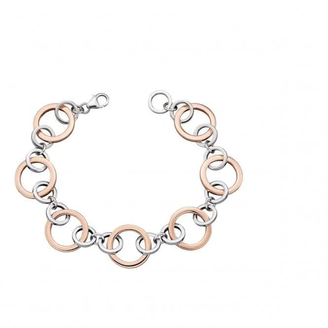 Pure form bracelets-Elements Silver Multi Link Rose Gold Plated Bracelet B5148