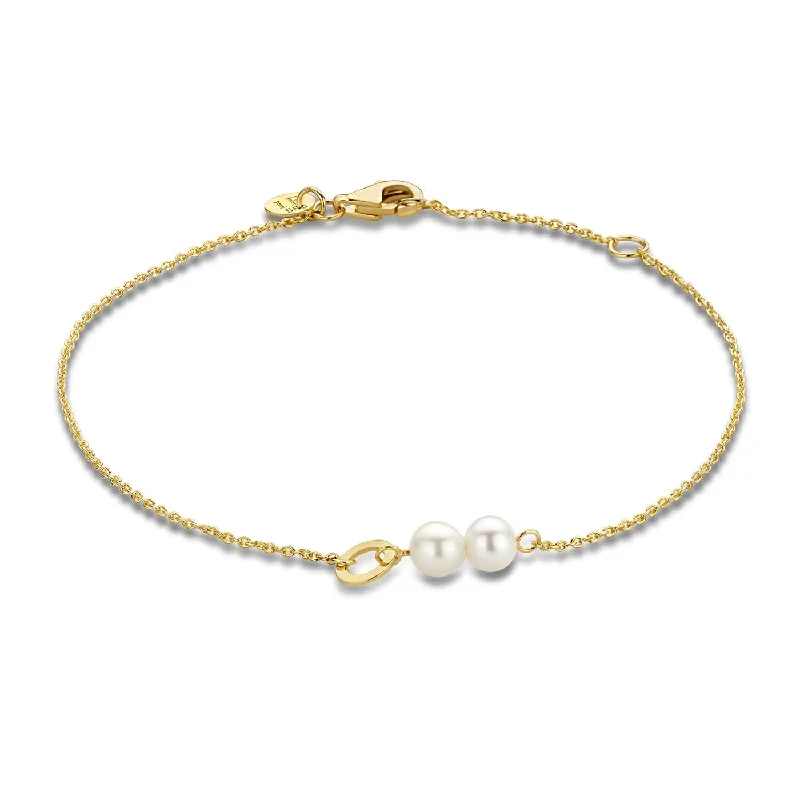 Bear motif bracelets-Belleville Luna 14 karat gold bracelet with freshwater pearls