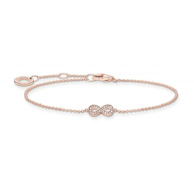 Slim star bracelets-Rose Gold Zirconia Pave Infinity Bracelet A2003-416-14-L19v