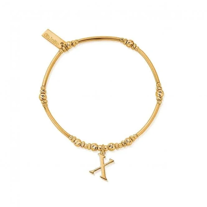 Cord tassel bangles-Gold Iconic Initial Bracelet - Letter X