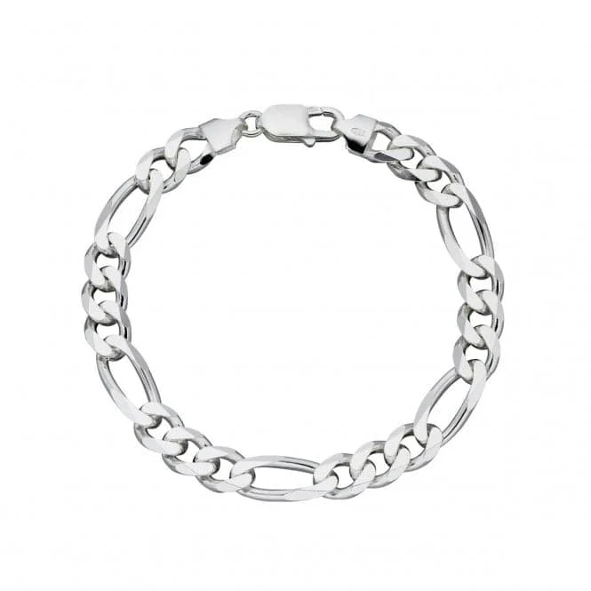 Wide stone bracelets-Beginnings Sterling Silver Heavyweight Figaro 22cm Bracelet B5109