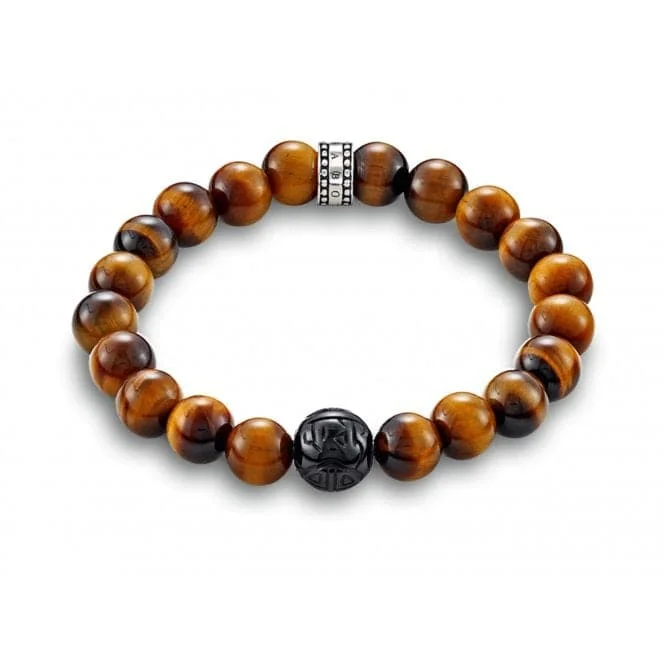 Twig weave bangles-Thomas Sabo Tigers Eye Brown Bracelet A1408-806-2