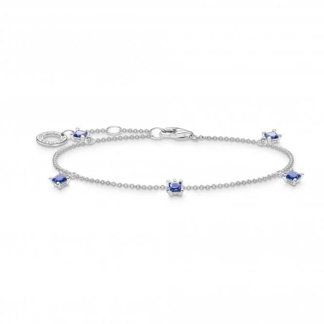 Gem stack bracelets-Charming Sterling Silver Blue Stones Bracelet A2058-699-32-L19V