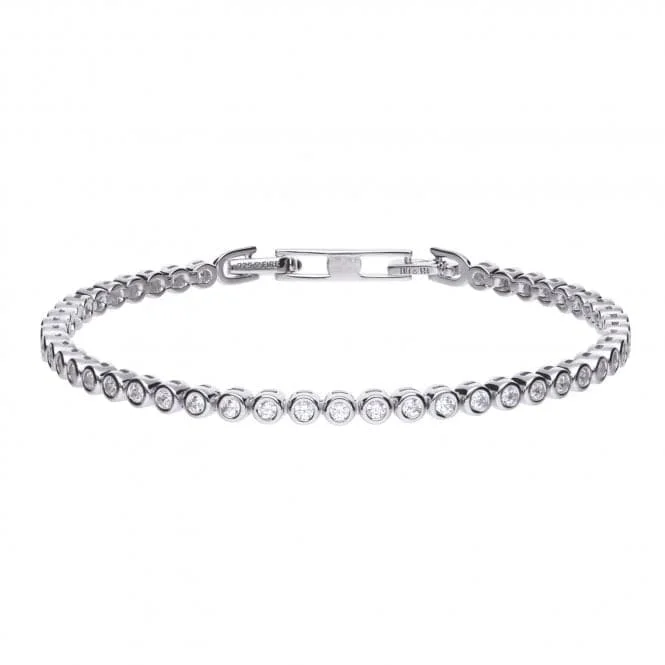 Thin bead bangles-Diamonfire Silver White Cubic Zirconia Fine Tennis Bracelet B5090