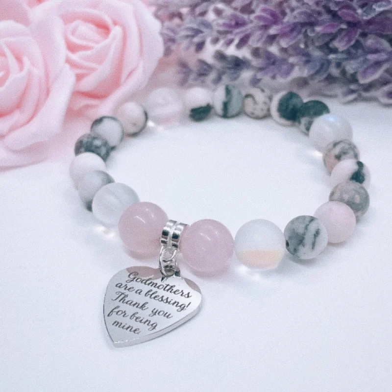 Moon theme bracelets-Godmothers are a Blessing Heart Classic Charm Bracelet