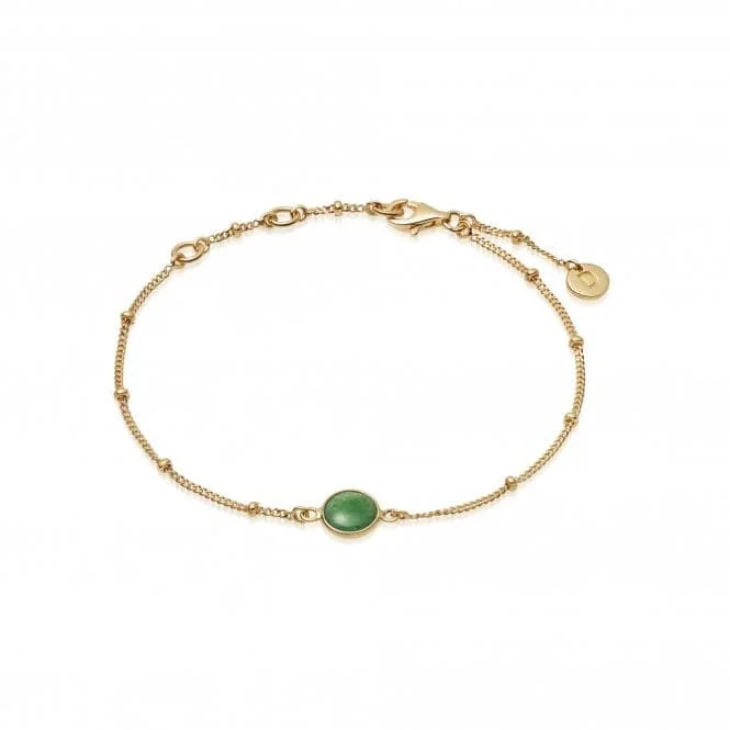 Tide bead bangles-Aventurine Healing Stone Bobble 18ct Gold Plate Bracelet HBR1001_GP