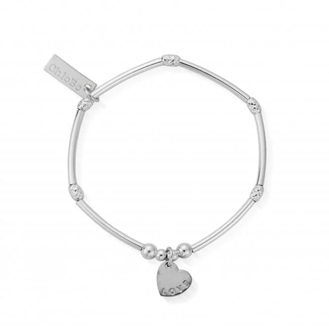 Quirky bangles-Children's Mini Noodle Sparkle Rice Love Heart Charm Bracelet CSBMNSR092