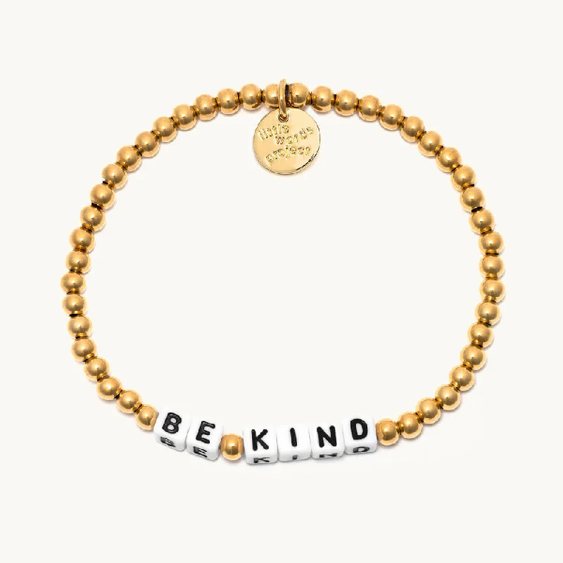 Thick gold bracelets-BE KIND  GOLD BRACELET