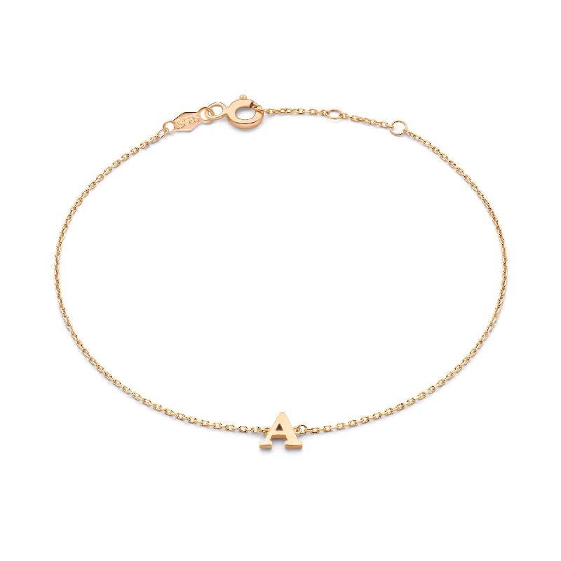 Smooth letter bangles-La Concorde Rachel 14 karat rose gold initial bracelet with letter