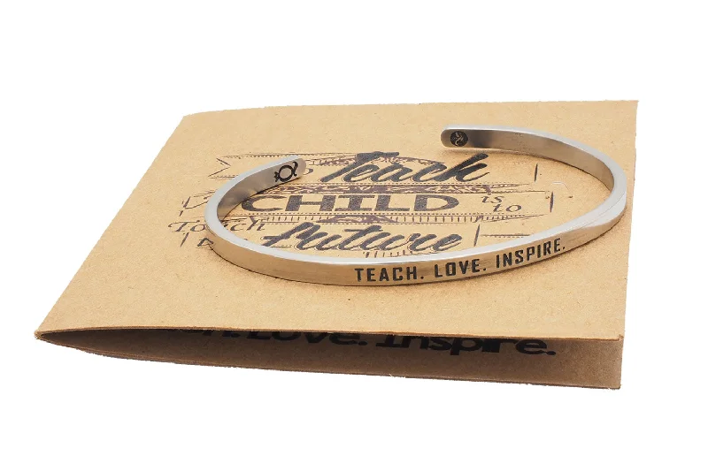 Vivid druzy bangles-Kris Teach Love Inspire Inspirational Cuff Bracelet for Teachers, Best Teacher Gift