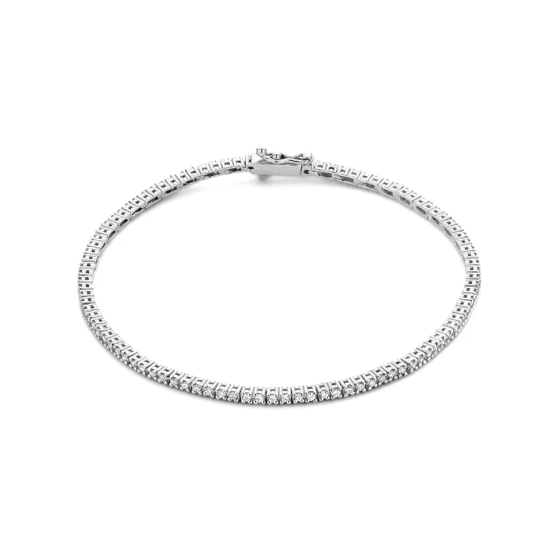 Smooth letter bangles-De la Paix Madeline 14 karat white gold tennis bracelet with diamond 1.08 carat