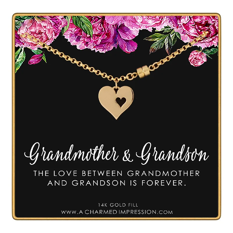 Peace eye bangles-A Charmed Impression Grandmother and Grandson • Gold Heart with Heart Cutout Bracelet • Magnetic Clasp