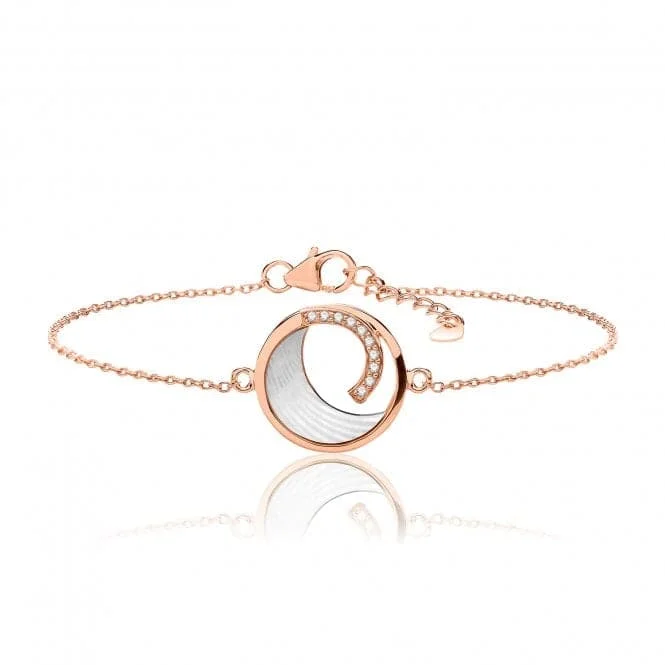 Wide stone bracelets-Silver & Co Rose Gold Plated Mother of Pearl Cubic Zirconia Bracelet SBG0044R