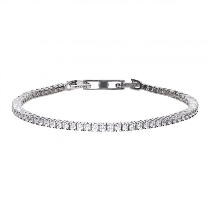 Wide geometric bangles-Diamonfire Silver White Cubic Zirconia Fine Tennis Bracelet B5096