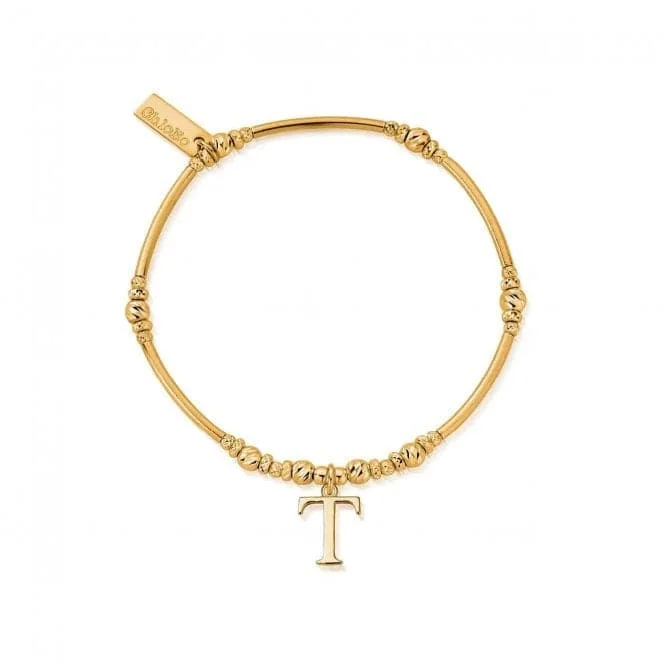 Bead link bracelets-Gold Iconic Initial Bracelet - Letter T