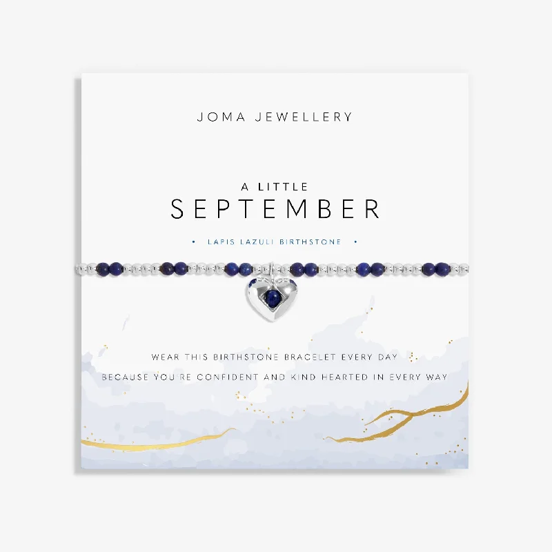 Joy charm bangles-Birthstone A Little September Lapis Lazuli Silver Plated Bracelet 8323