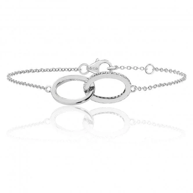 Twig weave bangles-Silver & Co Fine Interlinked Double Oval Cubic Zirconia Bracelet SBG0005CZ