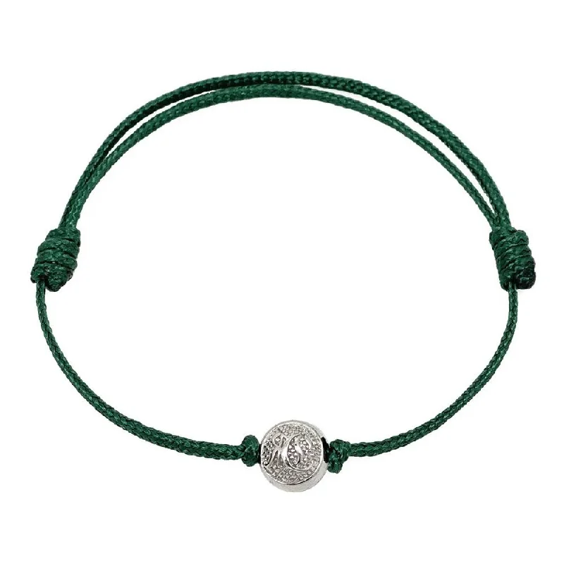 Dusk gothic bracelets-Green Cord Bracelet with Silver