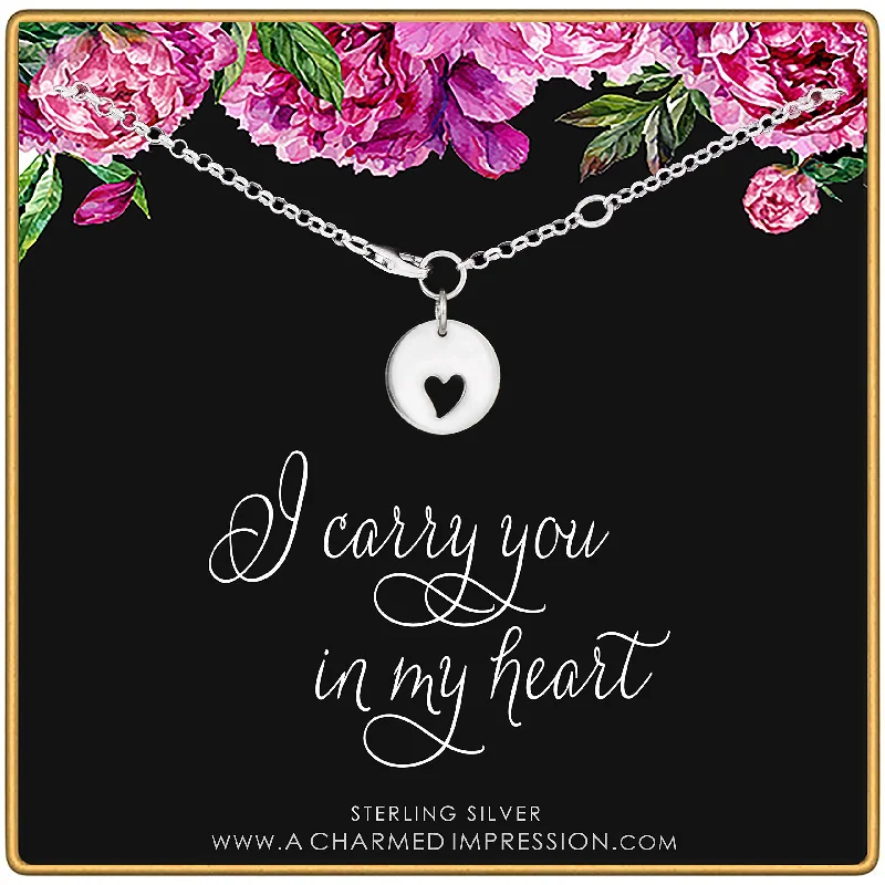 Multi-chain bracelets-A Charmed Impression I Carry Your Heart in My Heart • Sterling Silver Bracelet • Memorial Jewelry • Remembrance Heart Cutout Charm • Loss of Mother Father • Mom Dad Sympathy Gift • Grief Jewelry