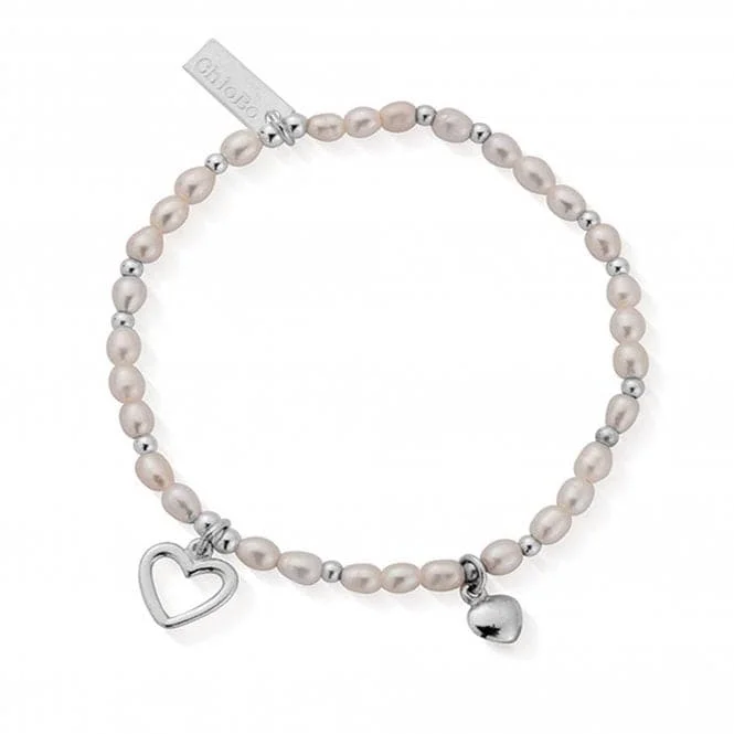 Cultured pearl bracelets-Confetti Falls Silver Forever Love Pearl Bracelet 18cm SBFOREVER18