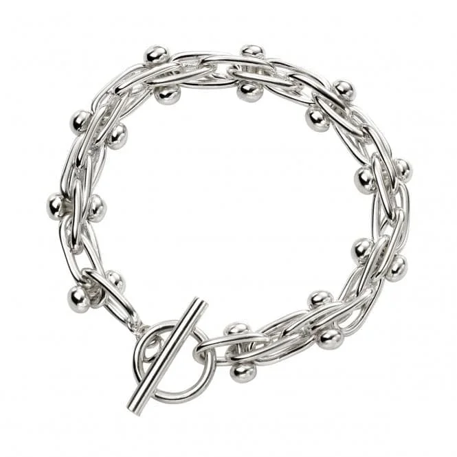 Joy charm bangles-Beginnings Sterling Silver Mexican Style Ball And Bar Bracelet B5195