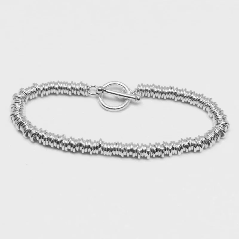 Soft thread bracelets-Circles Link Sterling Silver Bracelet