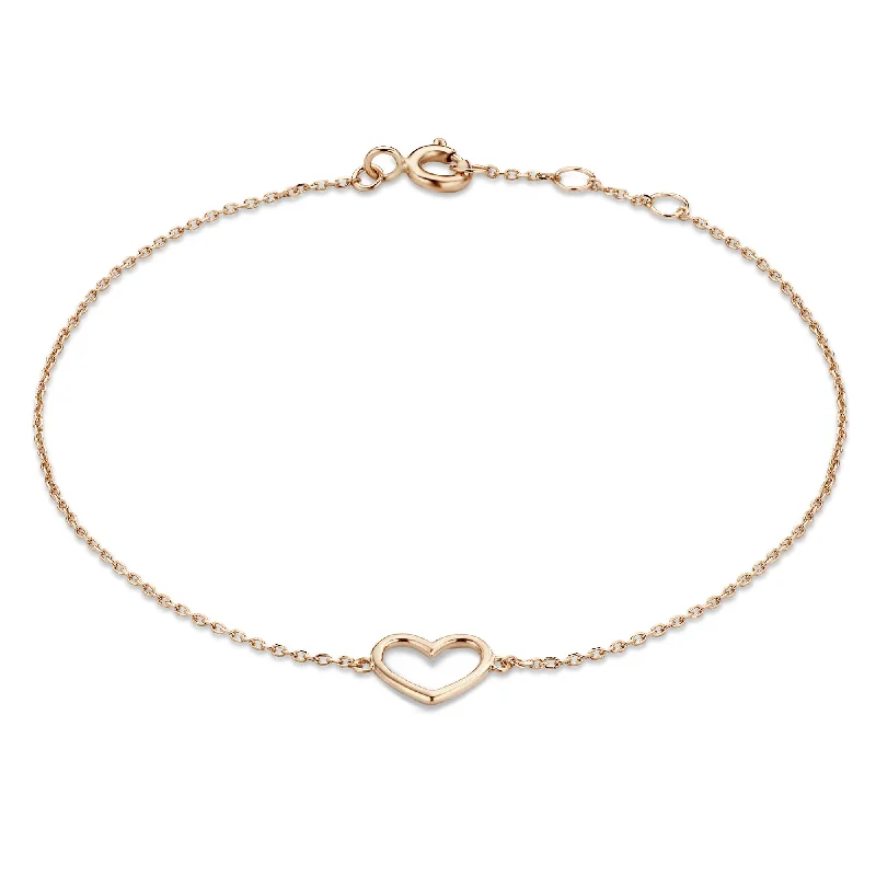 High shine bracelets-La Concorde Amore 14 karat rose gold bracelet with heart